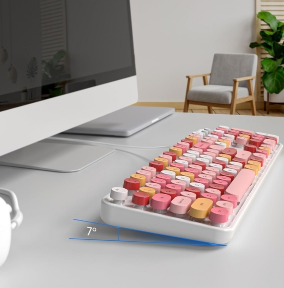 Computer Keyboard Wired, Plug and Play USB Retro Round Typewriter Keyboard, Full - Picture 4 of 7